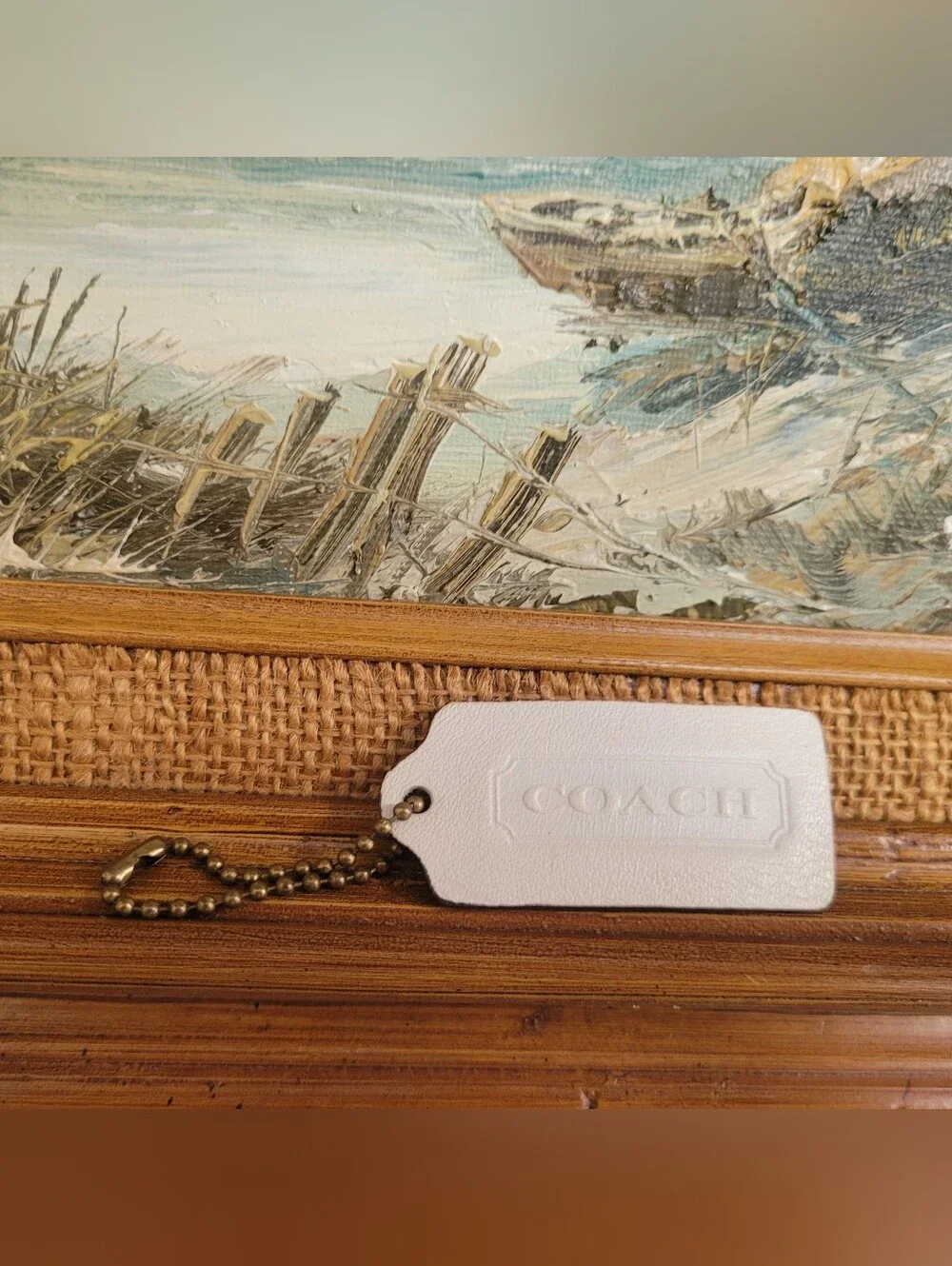 Coach Vintage White Leather Tag